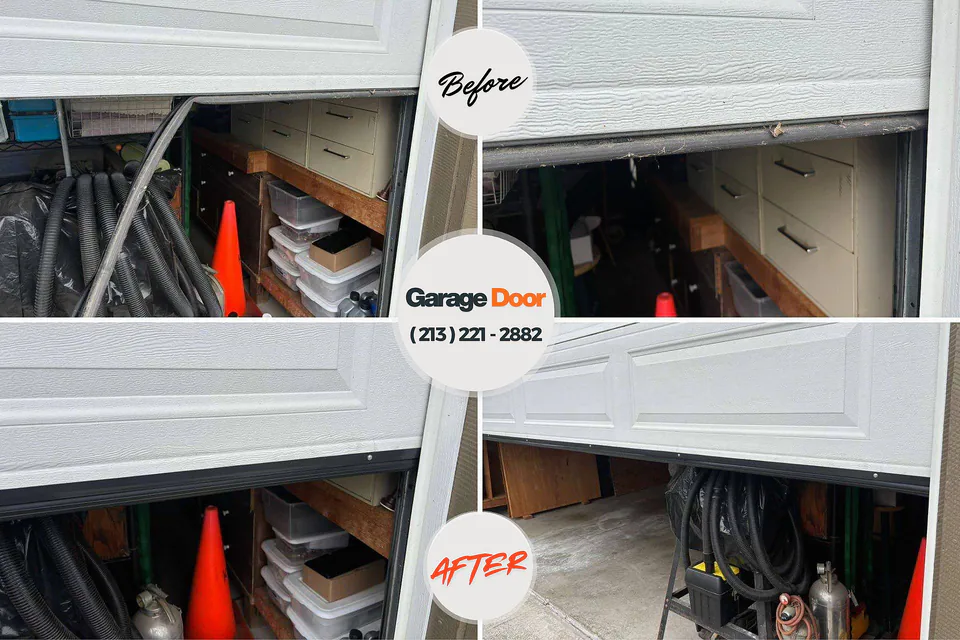 Before and after: garage door repair McQueeney, TX